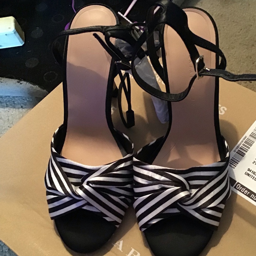 Zara stripes high heels sandals size 6